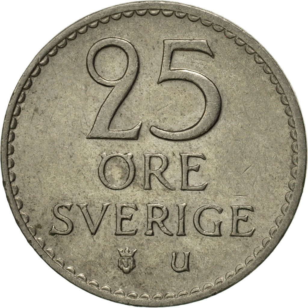 Coin, Sweden, Gustaf VI, 25 Öre, 1967, AU(50-53), Copper-nickel, KM:836