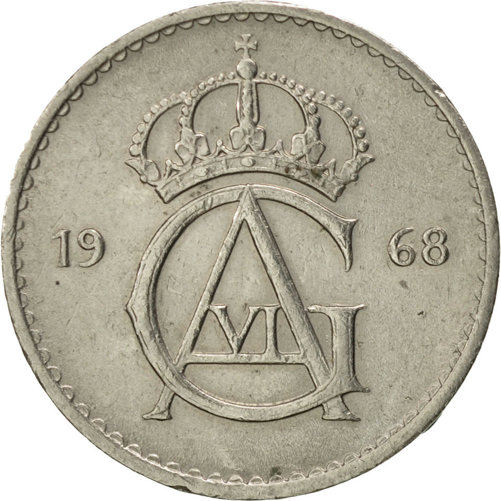 Sweden, Gustaf VI, 10 Öre, 1968, AU(50-53), Copper-nickel, KM:835
