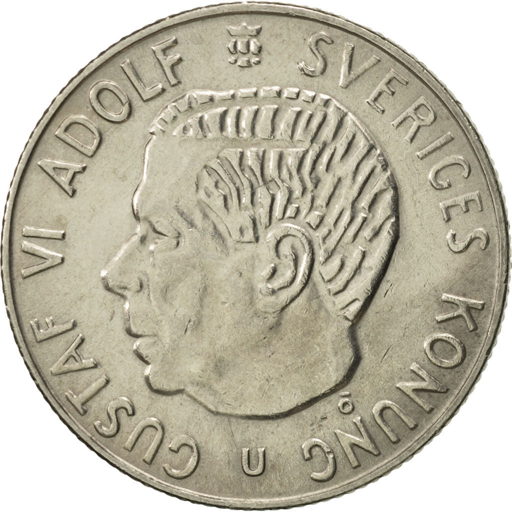 Coin, Sweden, Gustaf VI, Krona, 1972, AU(55-58), Copper-Nickel Clad Copper