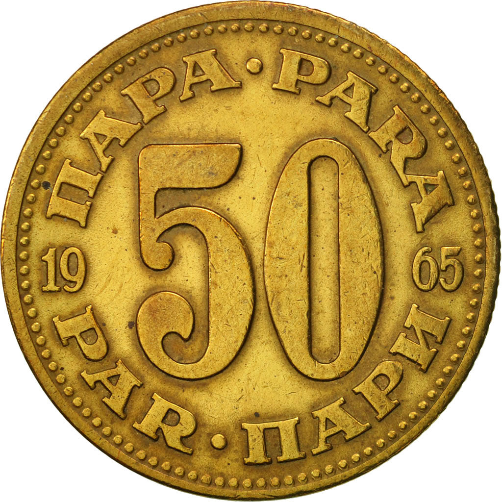 Coin, Yugoslavia, 50 Para, 1965, AU(50-53), Brass, KM:46.1