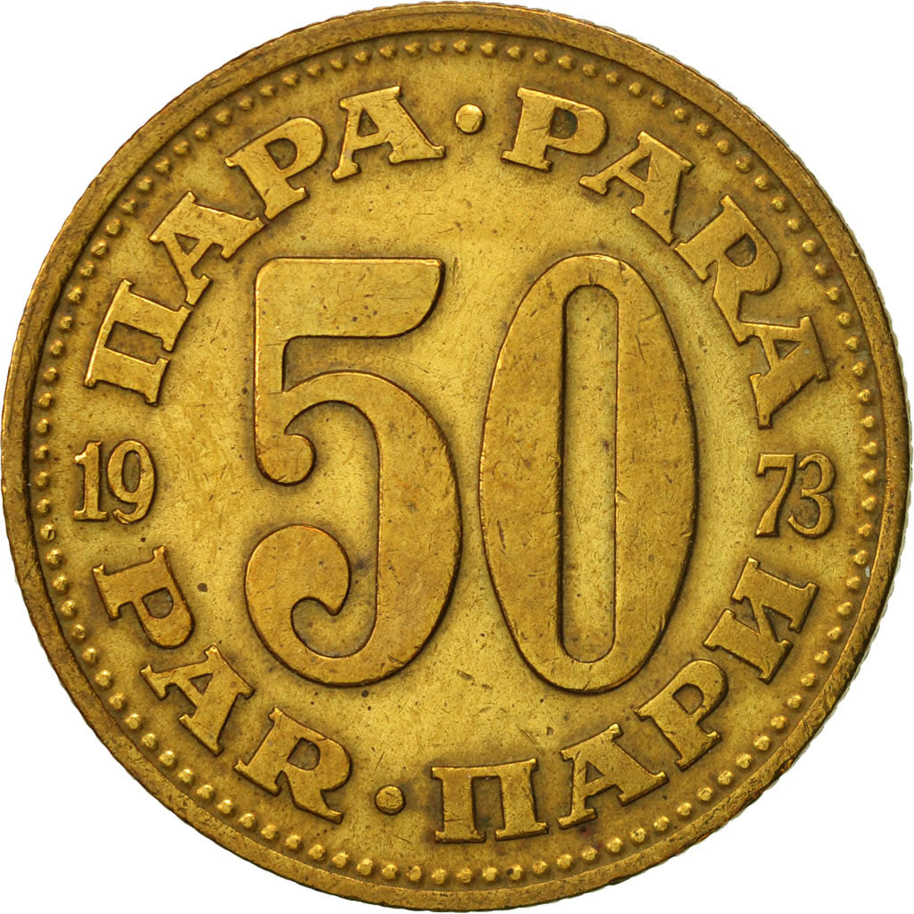 Coin, Yugoslavia, 50 Para, 1973, AU(50-53), Brass, KM:46.1