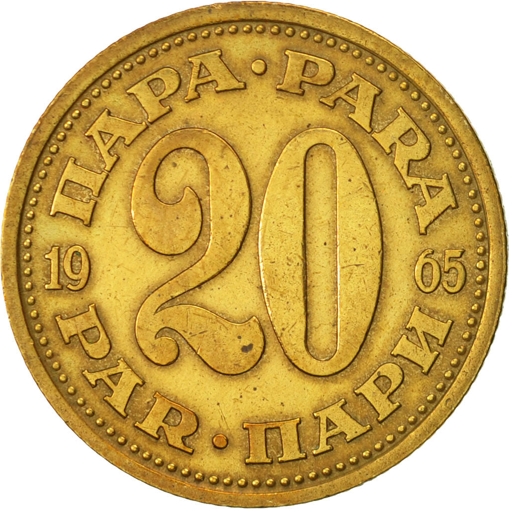 Münze, Jugoslawien, 20 Para, 1965, SS+, Messing, KM:45