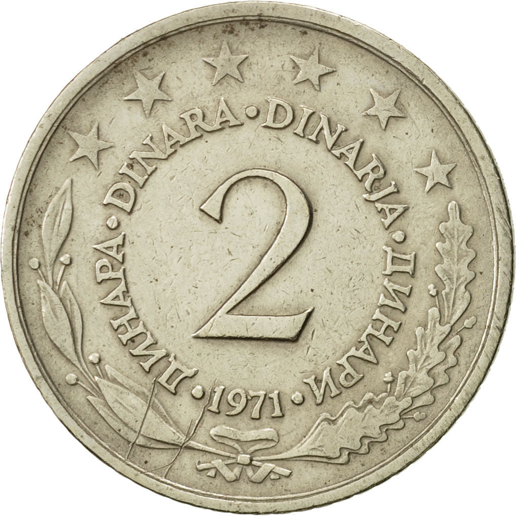 Moneta, Iugoslavia, 2 Dinara, 1971, BB+, Rame-nichel-zinco, KM:57