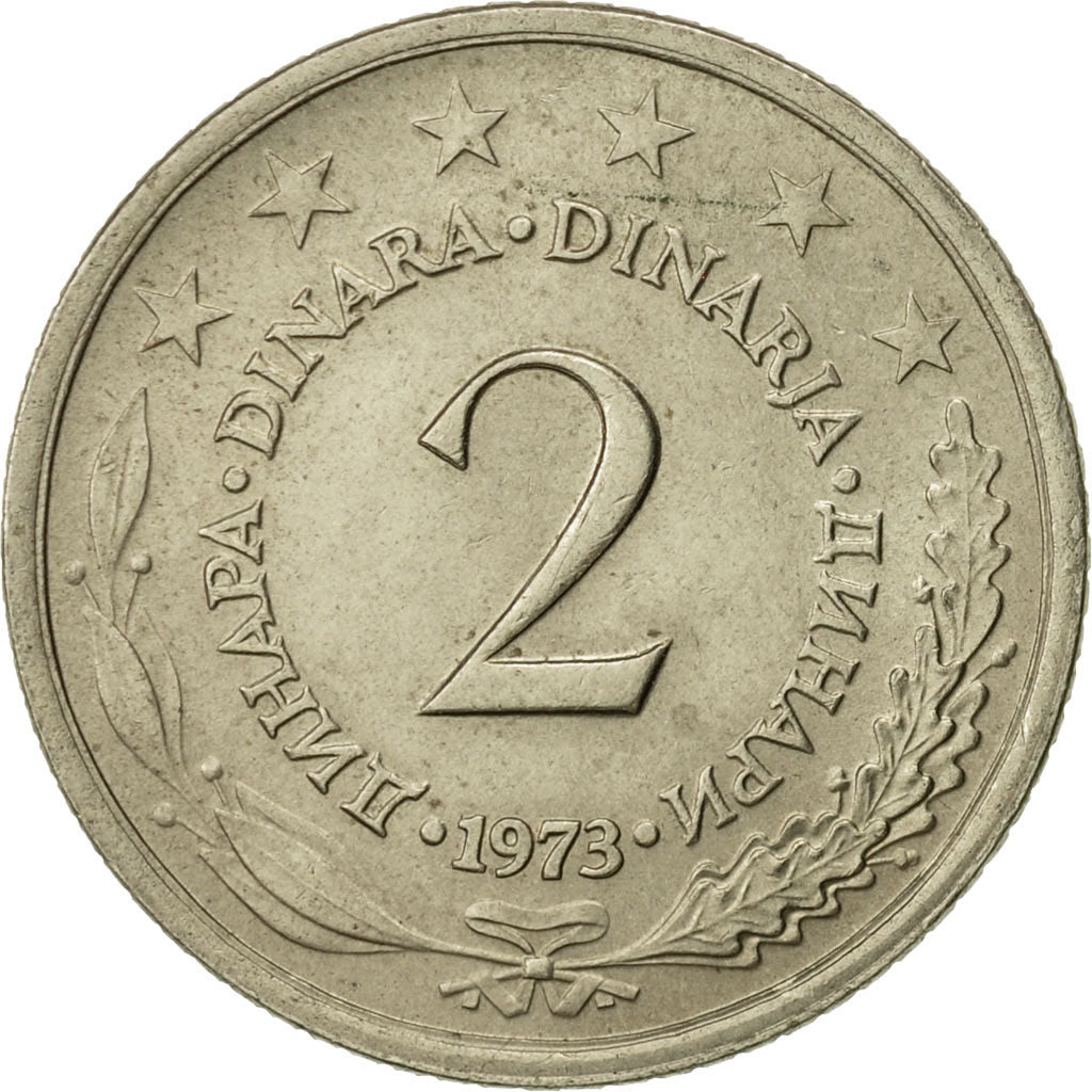 Moneta, Iugoslavia, 2 Dinara, 1973, BB+, Rame-nichel-zinco, KM:57