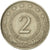 Moneda, Yugoslavia, 2 Dinara, 1980, MBC+, Cobre - níquel - cinc, KM:57