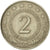 Moneda, Yugoslavia, 2 Dinara, 1980, MBC+, Cobre - níquel - cinc, KM:57