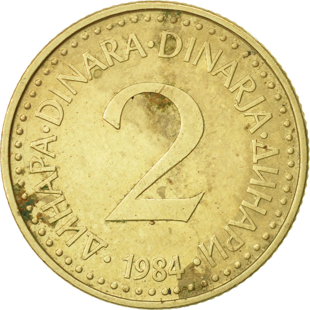 Moneta, Iugoslavia, 2 Dinara, 1984, BB+, Nichel-ottone, KM:87
