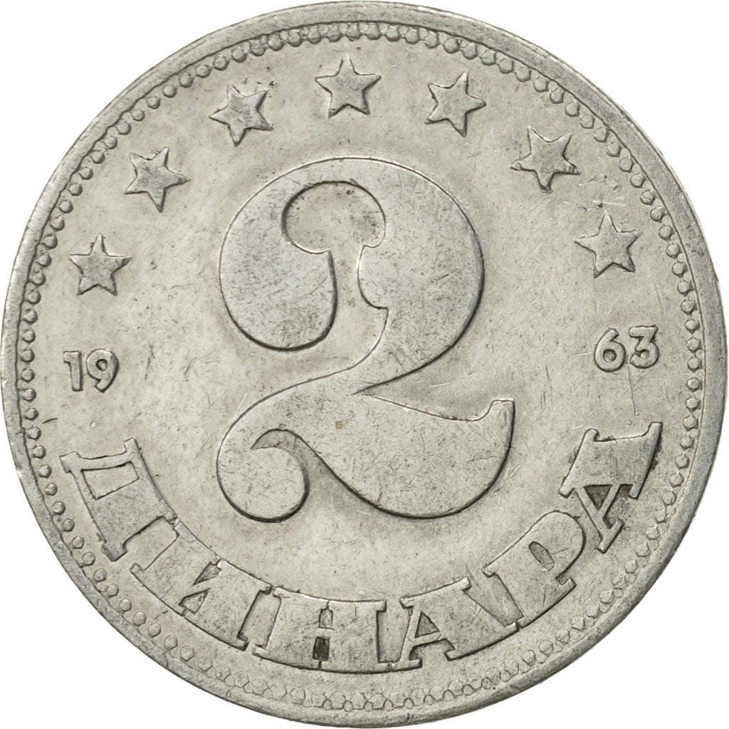 Coin, Yugoslavia, 2 Dinara, 1963, AU(50-53), Aluminum, KM:37