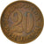 Moneta, Jugosławia, 20 Para, 1974, EF(40-45), Mosiądz, KM:45