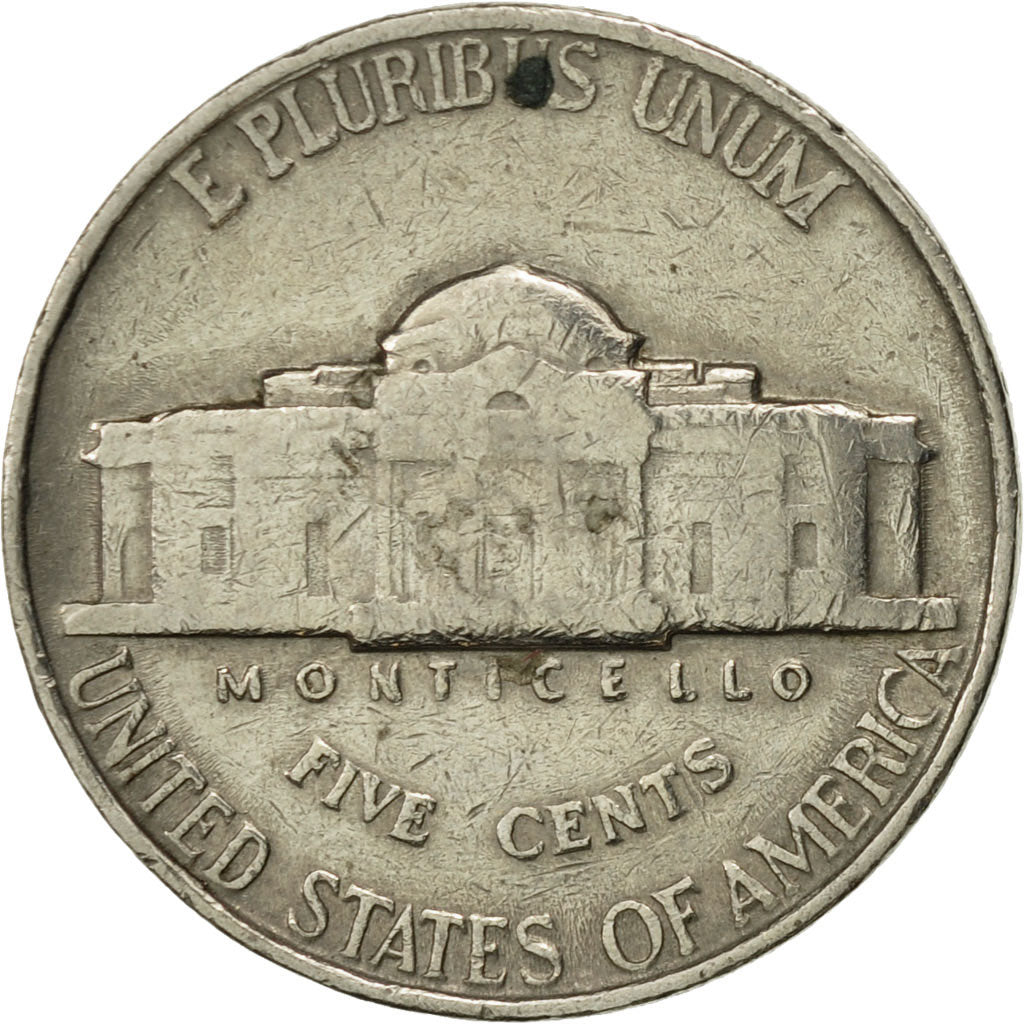 Coin, United States, Jefferson Nickel, 5 Cents, 1939, U.S. Mint, Philadelphia