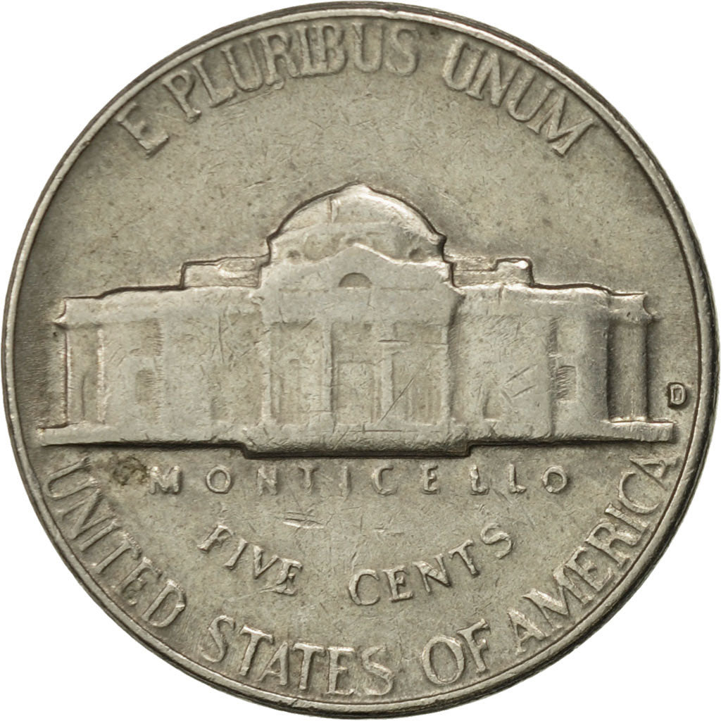 Coin, United States, Jefferson Nickel, 5 Cents, 1964, U.S. Mint, Denver