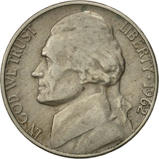 Coin, United States, Jefferson Nickel, 5 Cents, 1962, U.S. Mint, Philadelphia