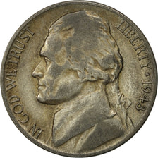 Monnaie, États-Unis, Jefferson Nickel, 5 Cents, 1943, U.S. Mint, Philadelphie