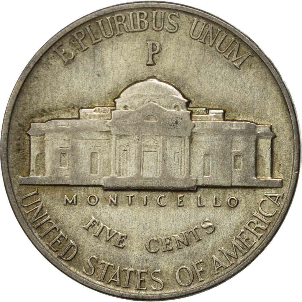 Moneda, Estados Unidos, Jefferson Nickel, 5 Cents, 1943, U.S. Mint