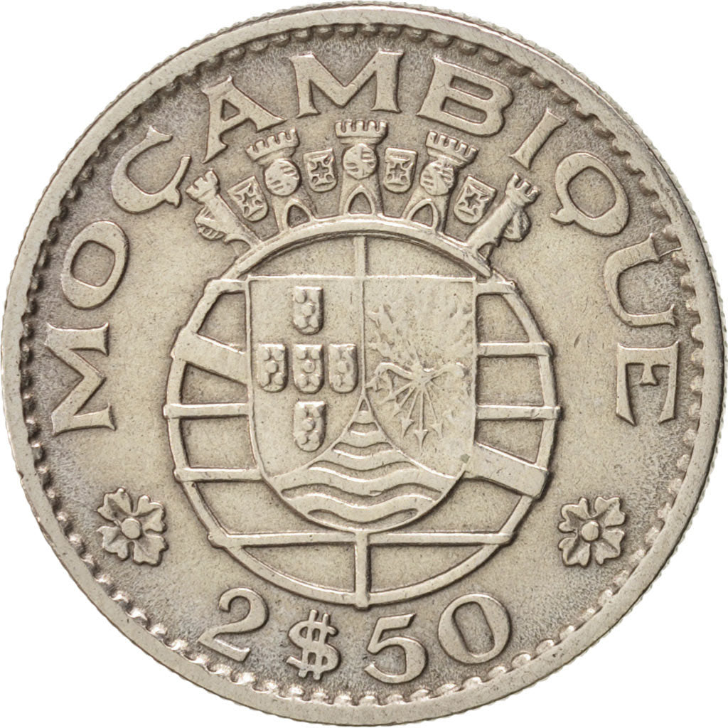 Mozambique, 2-1/2 Escudos, 1965, Copper-nickel, KM:78