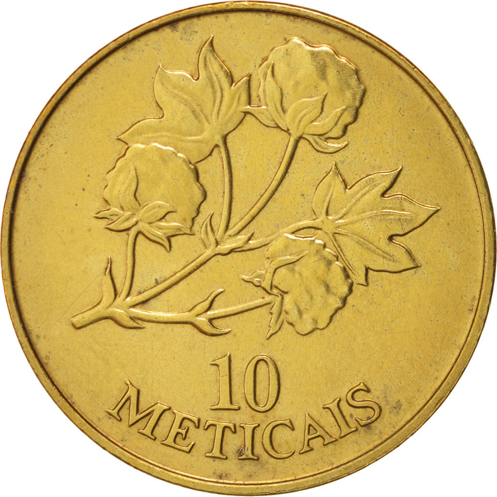Mozambique, 10 Meticais, 1994, Royal Mint, Brass Clad Steel, KM:117