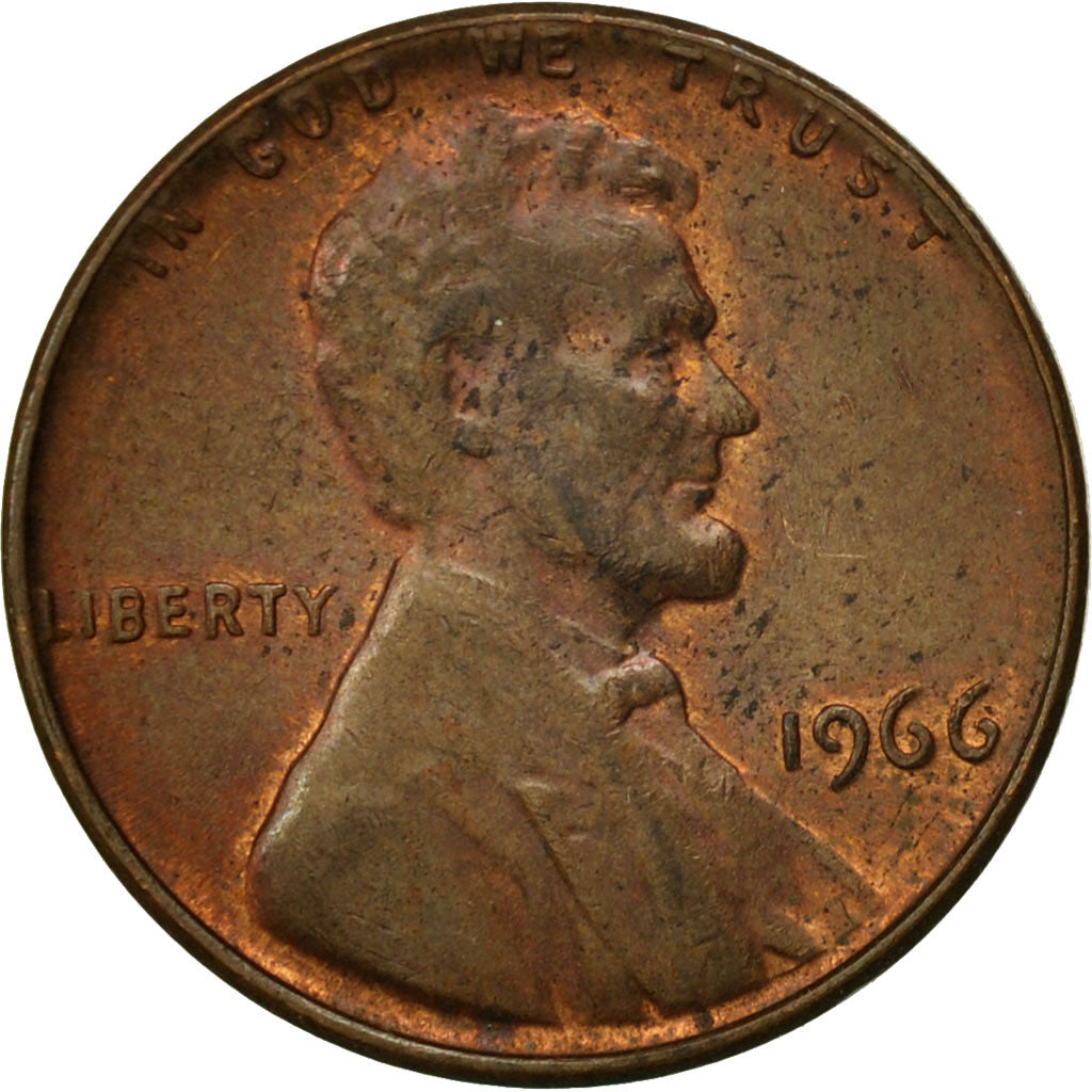 Coin, United States, Lincoln Cent, Cent, 1966, U.S. Mint, Philadelphia