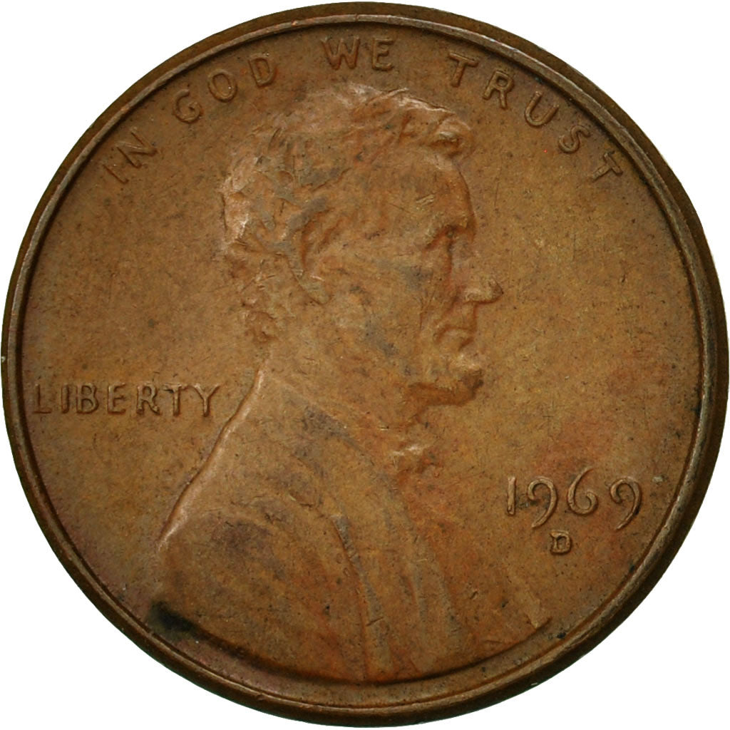Coin, United States, Lincoln Cent, Cent, 1969, U.S. Mint, Philadelphia