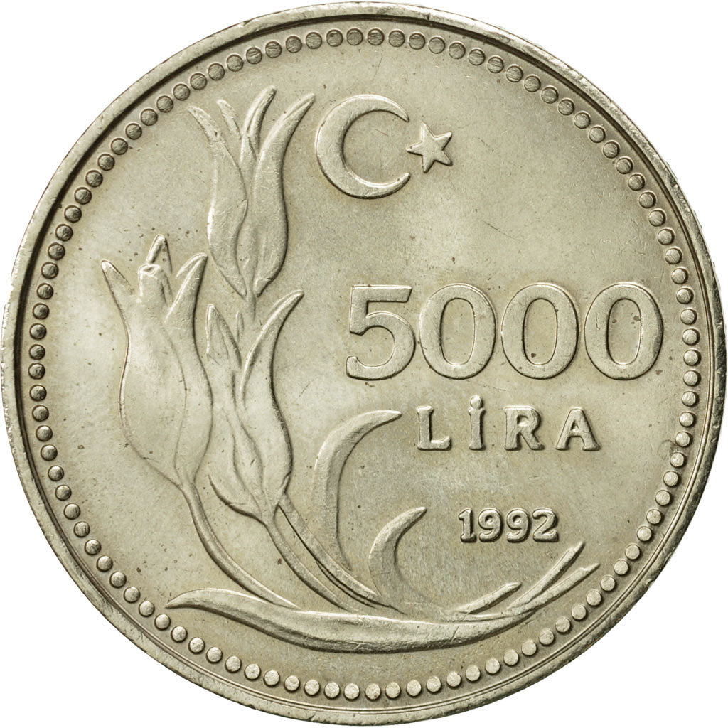 Monnaie, Turquie, 5000 Lira, 1992, TTB+, Nickel-Bronze, KM:1025