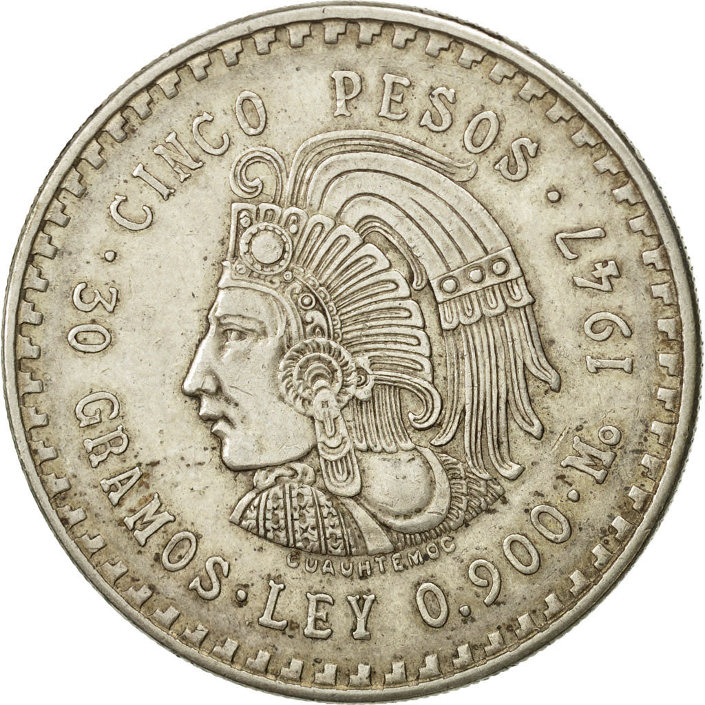 Mexico, 5 Pesos, 1947, Mexico City, EF(40-45), Silver, KM:465