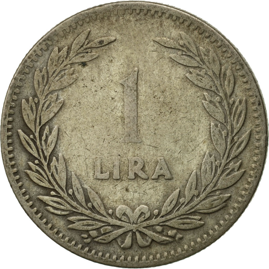 Turquía, Lira, 1947, BC+, Plata, KM:883