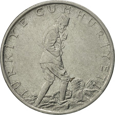 Moneda, Turquía, 2-1/2 Lira, 1960, MBC+, Acero inoxidable, KM:893.1