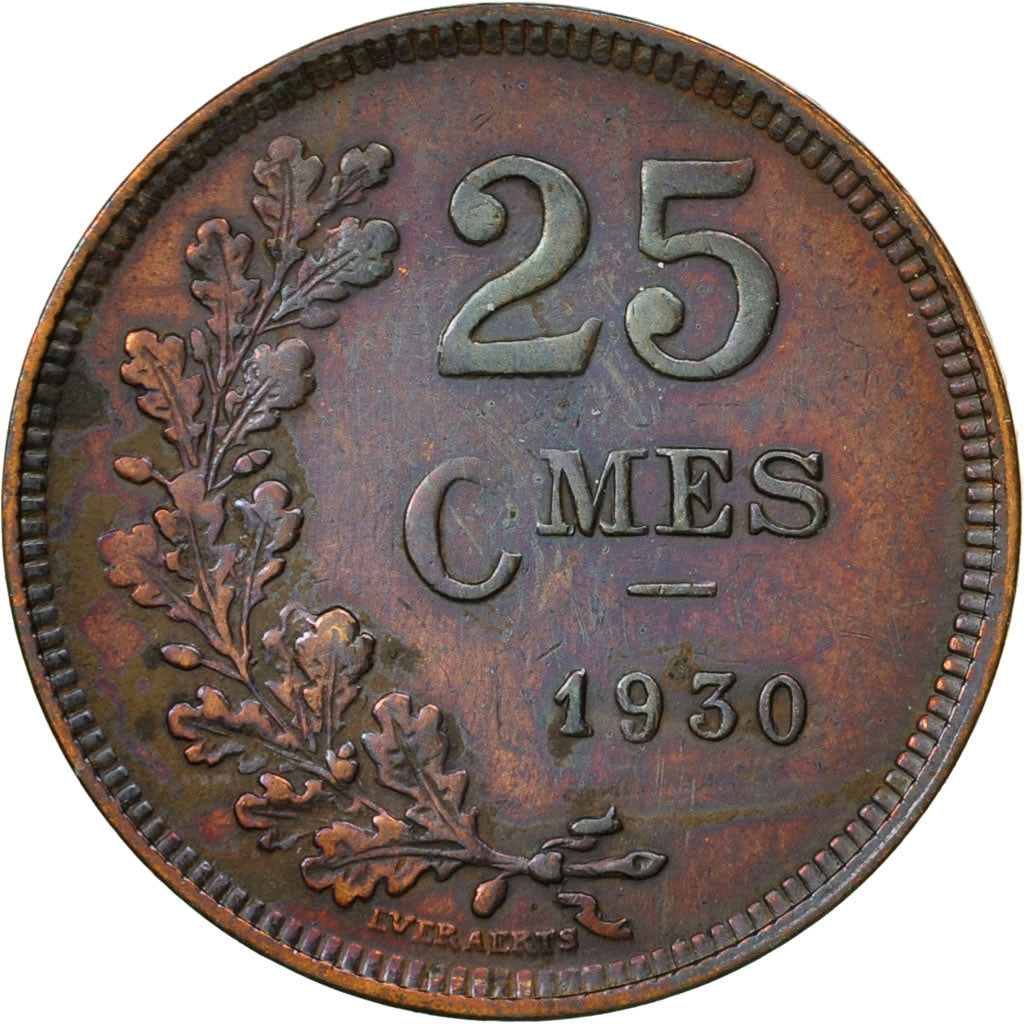 Coin, Luxembourg, Charlotte, 25 Centimes, 1930, EF(40-45), Bronze, KM:42