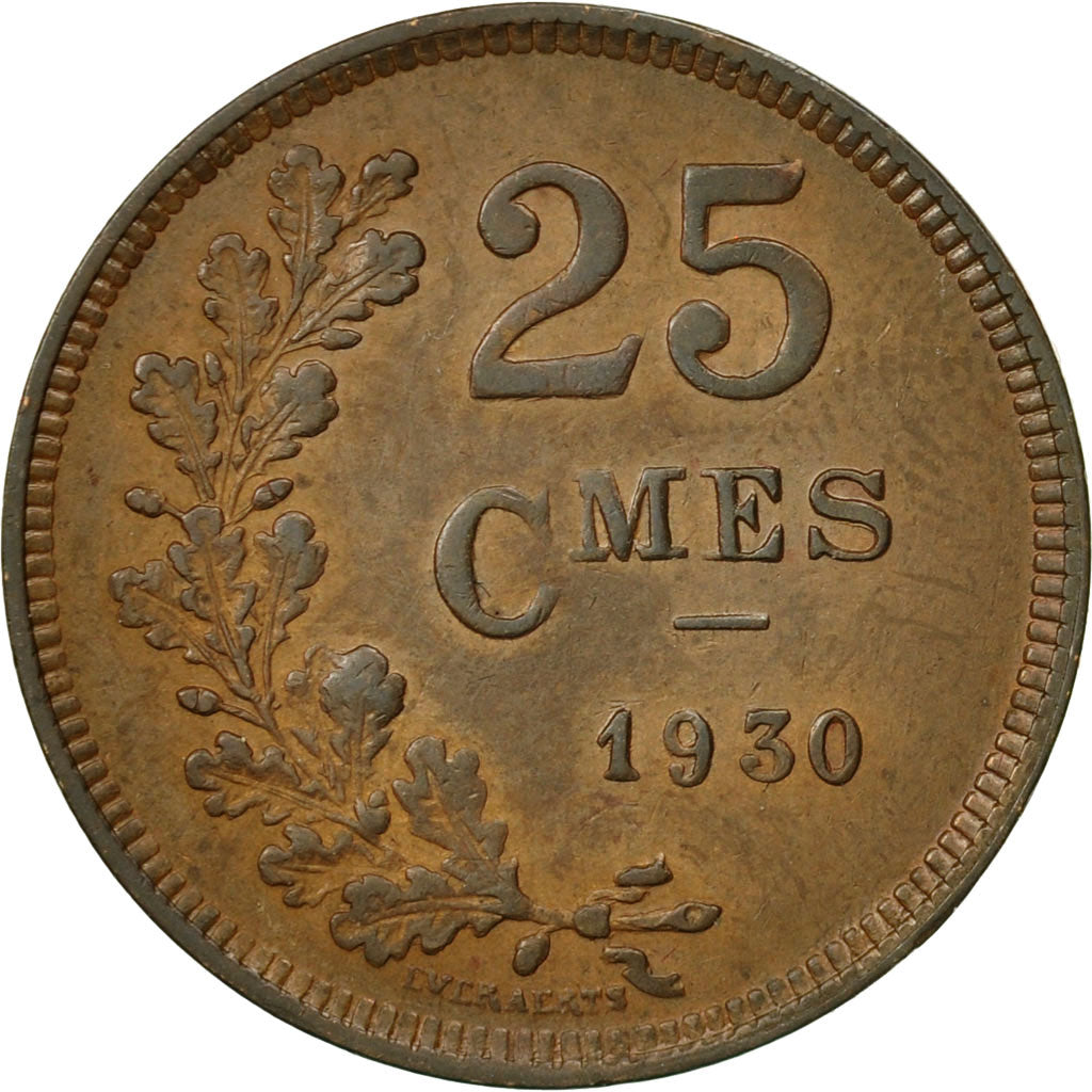 Coin, Luxembourg, Charlotte, 25 Centimes, 1930, EF(40-45), Bronze, KM:42