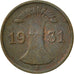 Coin, GERMANY, WEIMAR REPUBLIC, Reichspfennig, 1931, Muldenhütten, VF(30-35)