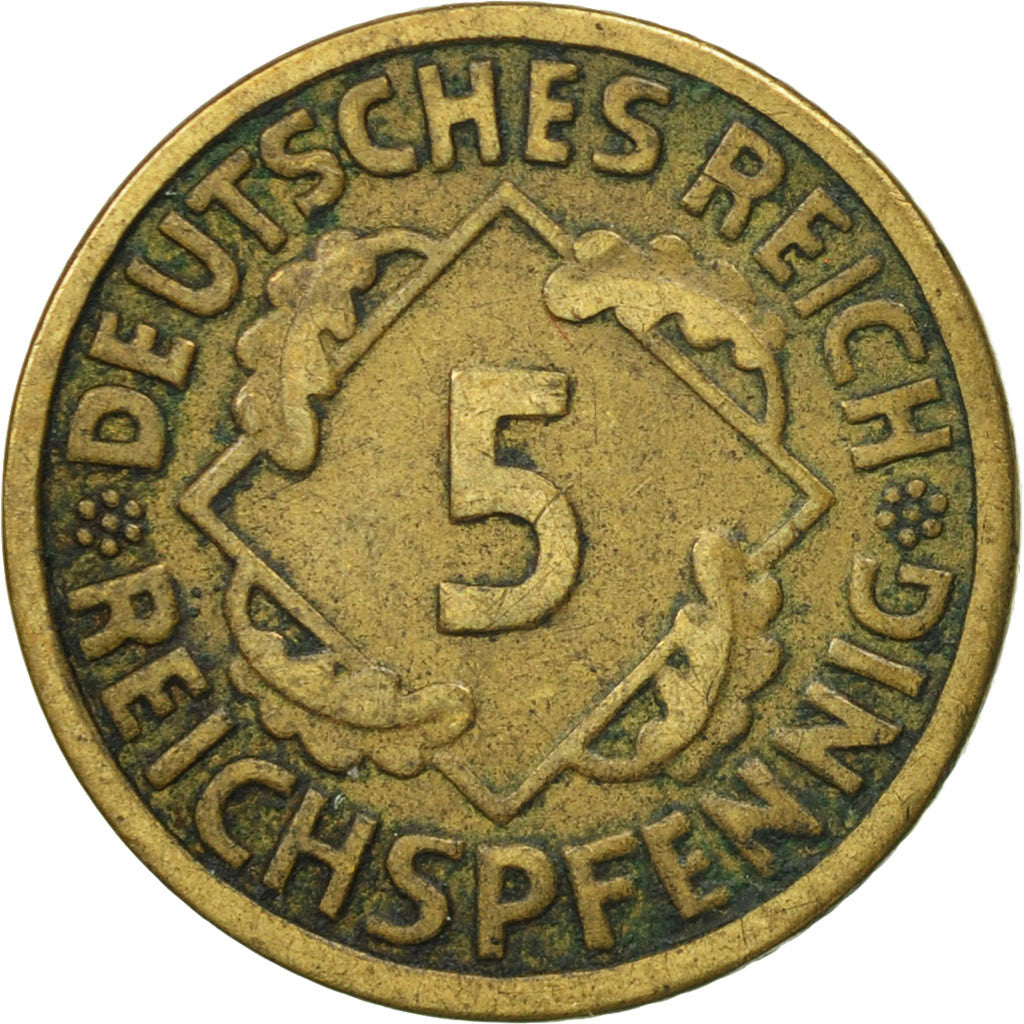 Münze, Deutschland, Weimarer Republik, 5 Reichspfennig, 1925, Stuttgart, SS