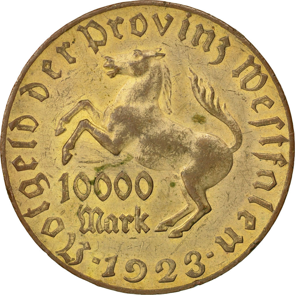 Coin, Germany, WESTPHALIA, 10000 Mark, 1923, EF(40-45), Bronze