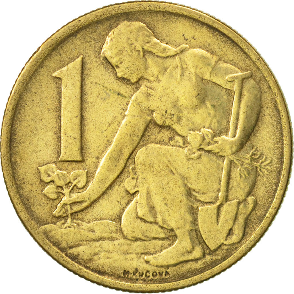Czechoslovakia, Koruna, 1959, EF(40-45), Aluminum-Bronze, KM:46