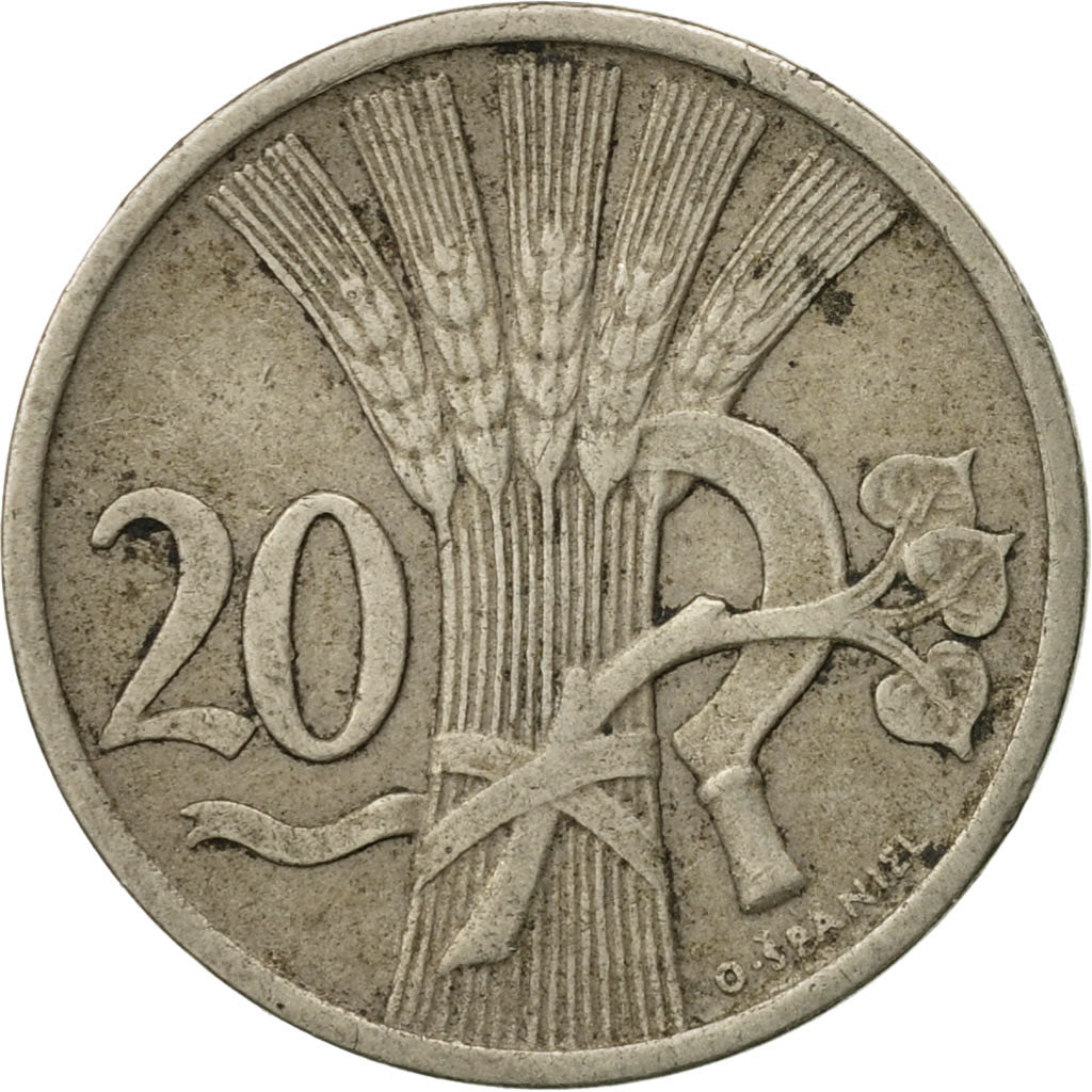 Coin, Czechoslovakia, 20 Haleru, 1922, EF(40-45), Copper-nickel, KM:1