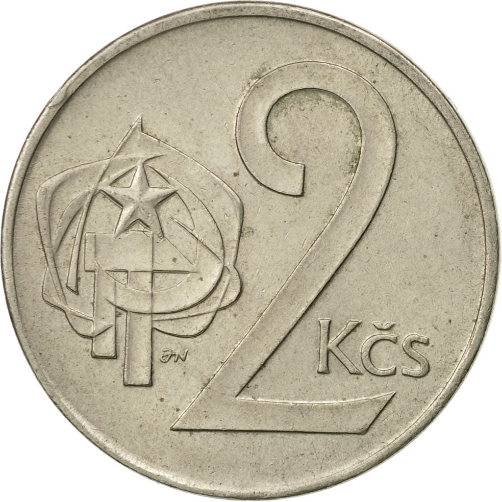 Moneta, Cecoslovacchia, 2 Koruny, 1974, SPL-, Rame-nichel, KM:75