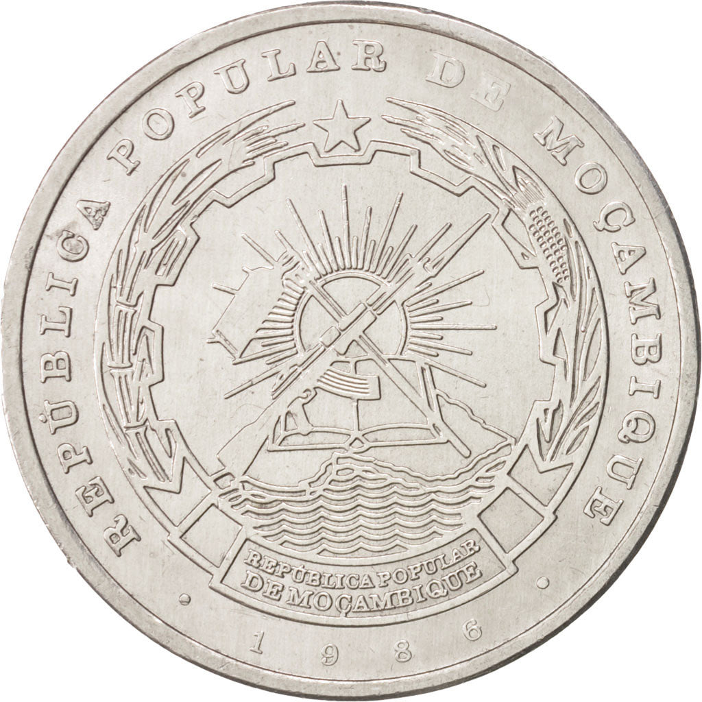 Mozambico, 20 Meticais, 1986, SPL-, Alluminio, KM:103a