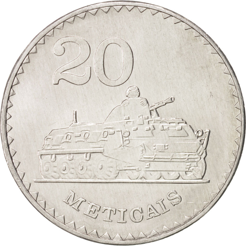 Mozambico, 20 Meticais, 1986, SPL-, Alluminio, KM:103a