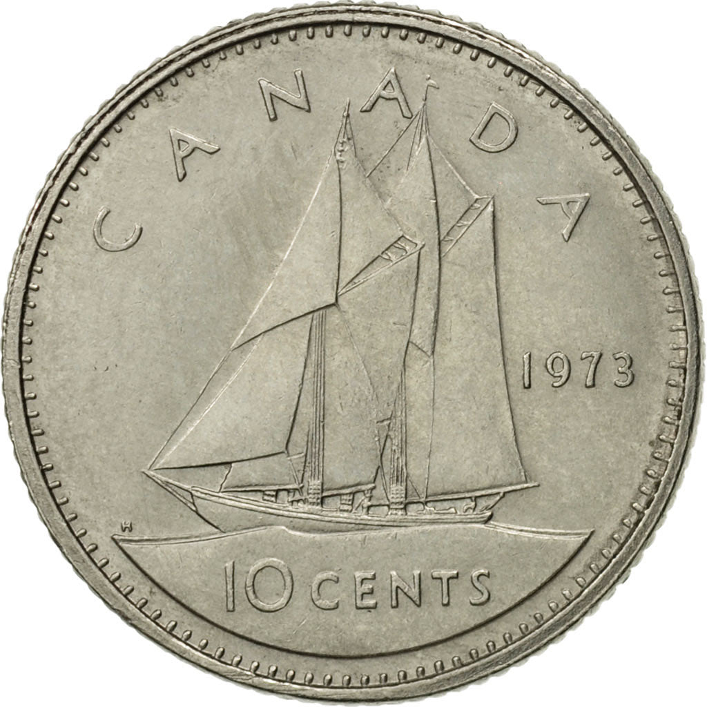 Coin, Canada, Elizabeth II, 10 Cents, 1973, Royal Canadian Mint, Ottawa