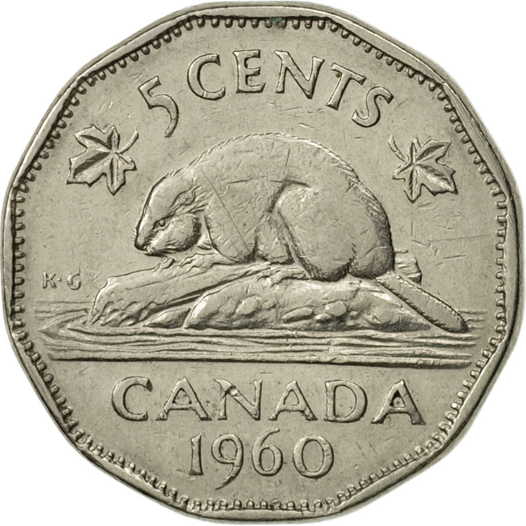 Coin, Canada, Elizabeth II, 5 Cents, 1960, Royal Canadian Mint, Ottawa