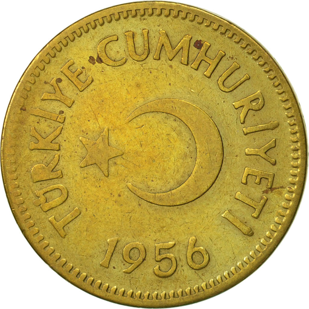 Coin, Turkey, 25 Kurus, 1956, EF(40-45), Brass, KM:886