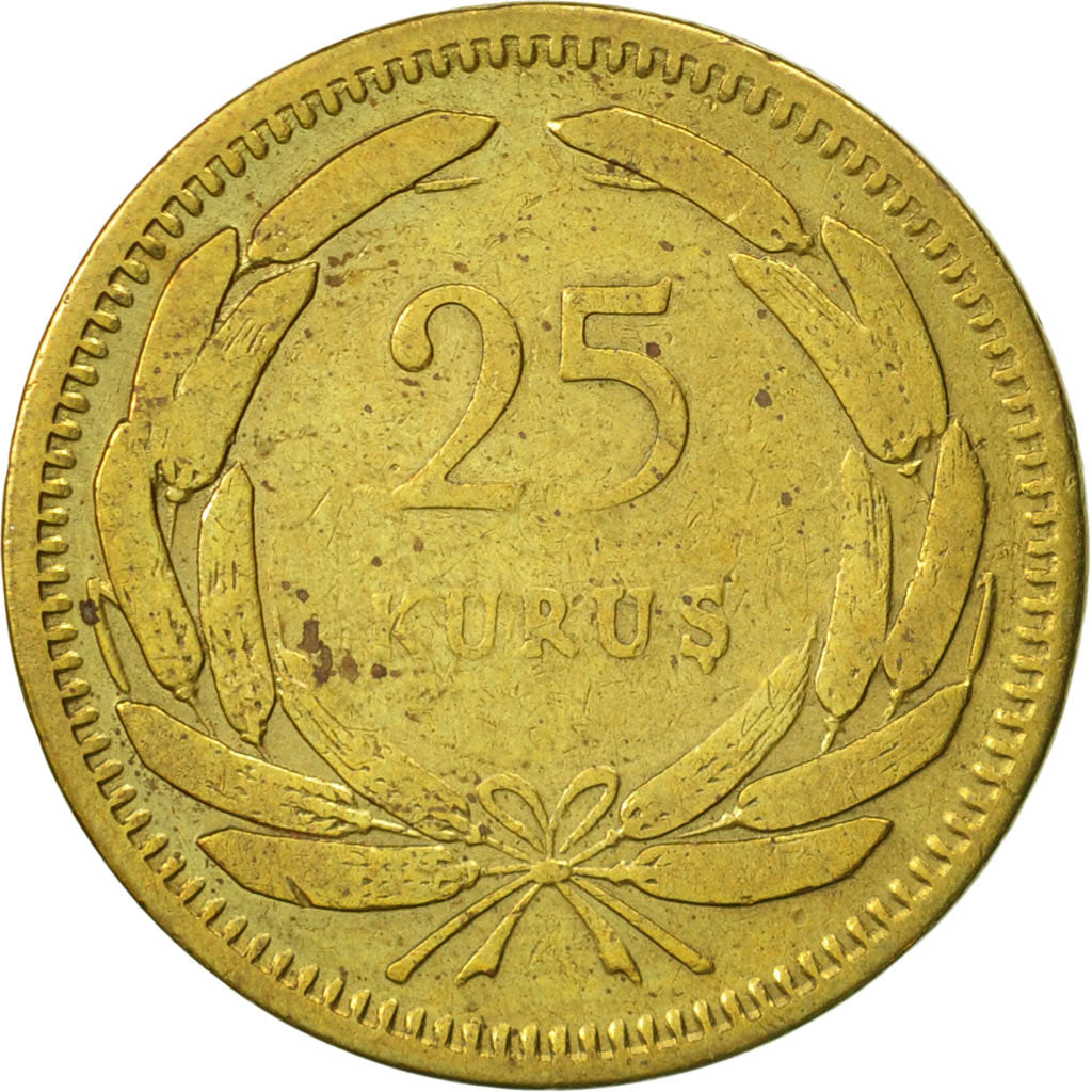 Coin, Turkey, 25 Kurus, 1956, EF(40-45), Brass, KM:886