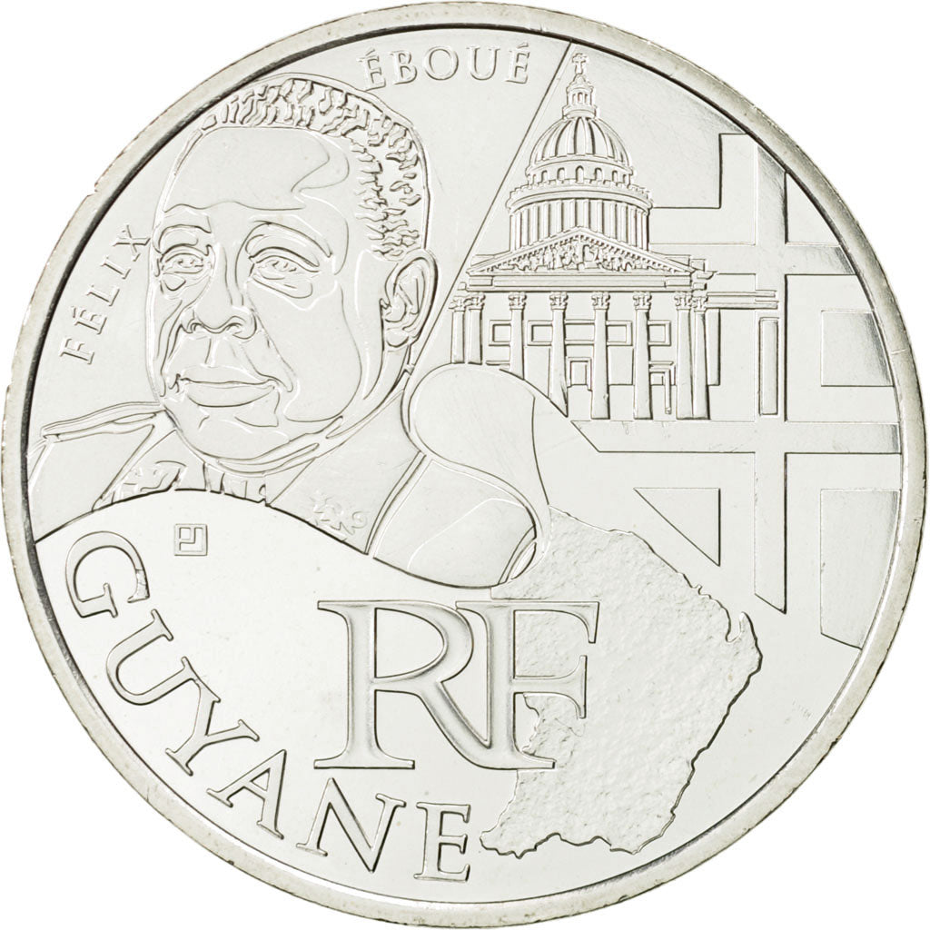 Coin, France, 10 Euro, Guyane, 2012, MS(63), Silver, KM:1872
