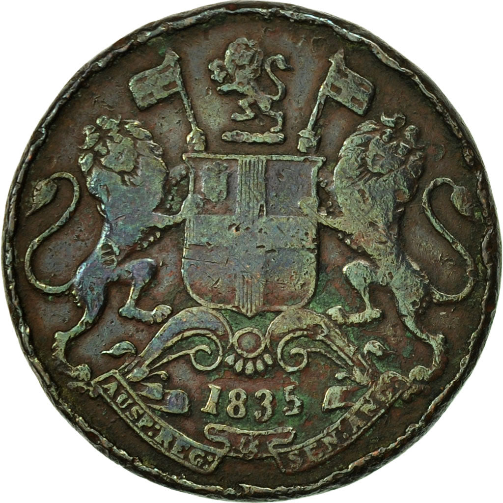 Coin, INDIA-BRITISH, 1/4 Anna, 1835, VF(20-25), Copper, KM:446.2