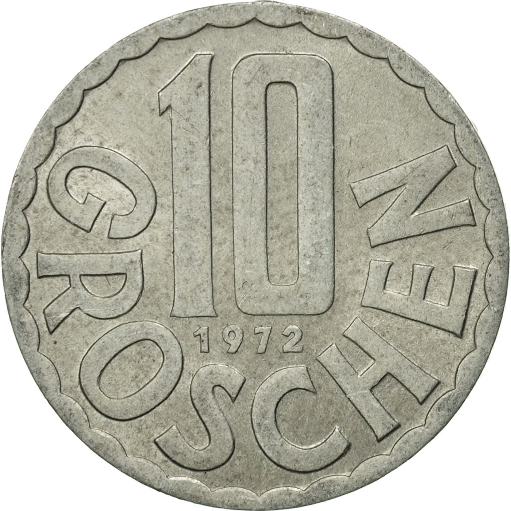 Coin, Austria, 10 Groschen, 1972, Vienna, AU(50-53), Aluminum, KM:2878