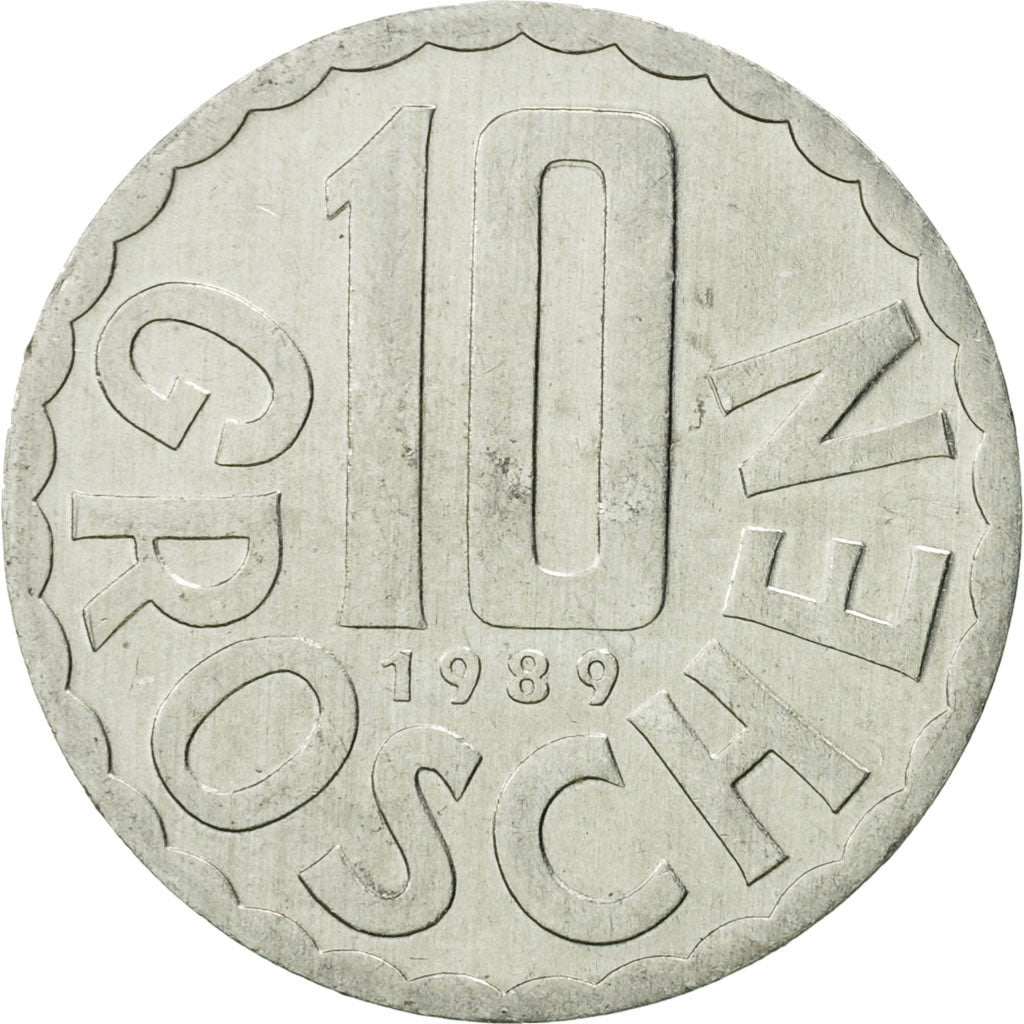 Coin, Austria, 10 Groschen, 1989, Vienna, AU(50-53), Aluminum, KM:2878