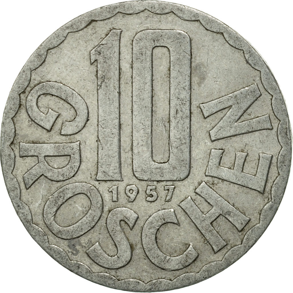 Coin, Austria, 10 Groschen, 1957, Vienna, AU(50-53), Aluminum, KM:2878