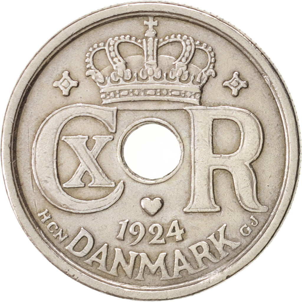 Denmark, Christian X, 25 Öre, 1924, Copenhagen, Copper-nickel, KM 823.1