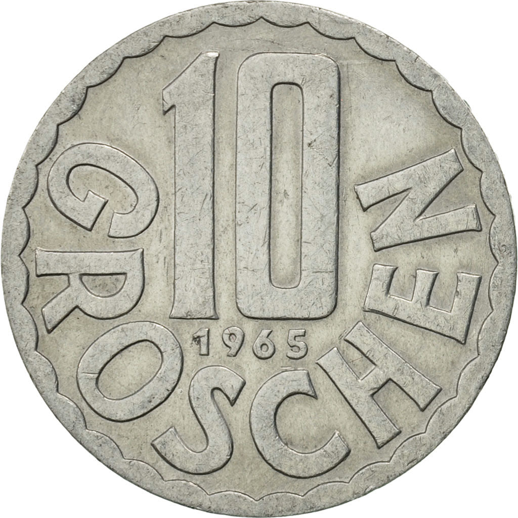Münze, Österreich, 10 Groschen, 1965, Vienna, SS+, Aluminium, KM:2878