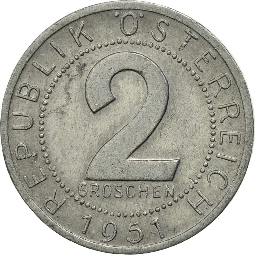 Coin, Austria, 2 Groschen, 1951, AU(50-53), Aluminum, KM:2876