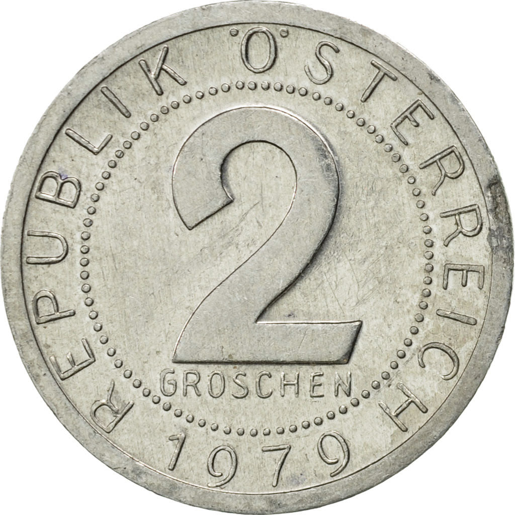 Coin, Austria, 2 Groschen, 1979, AU(50-53), Aluminum, KM:2876