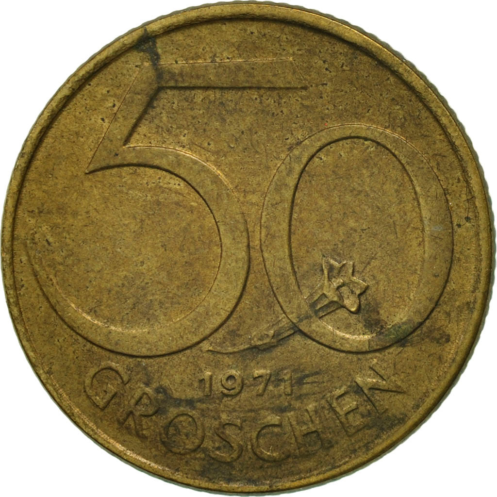 Coin, Austria, 50 Groschen, 1971, EF(40-45), Aluminum-Bronze, KM:2885